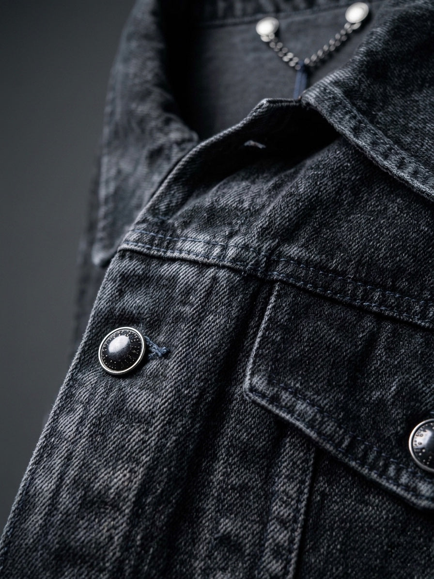 LV Washed Black Denim Trucker Jacket