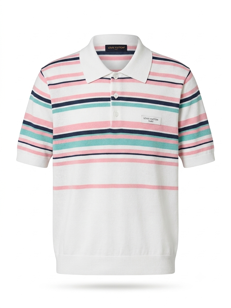 LV Pastel Stripe Knit Polo