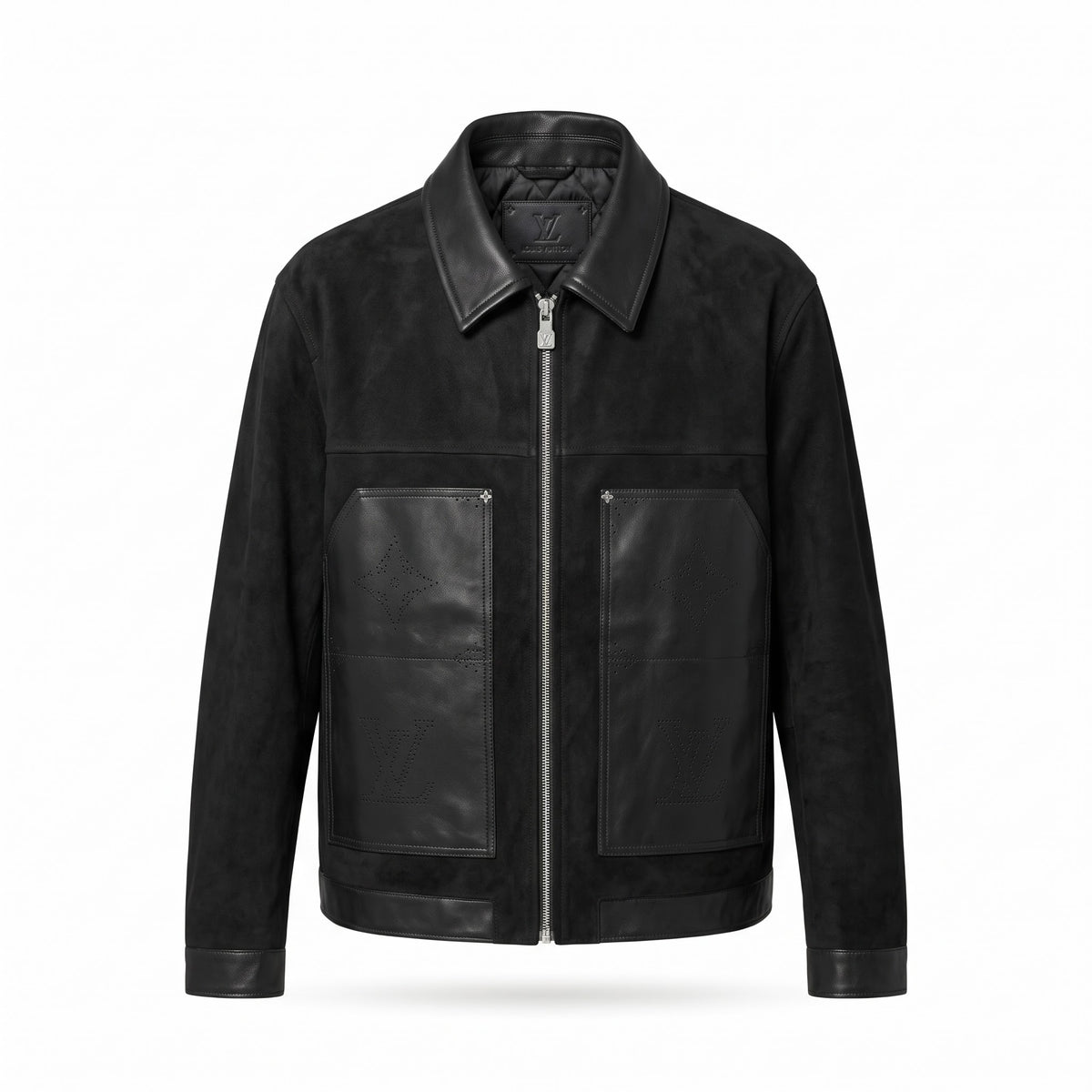 LV Black Suede & Monogram Leather Jacket