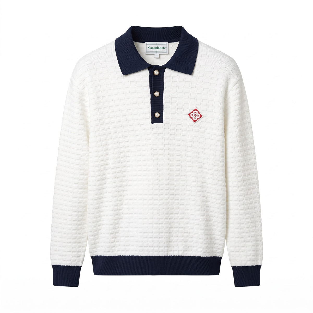CB Contrast-Trim Knit Long-Sleeve Polo