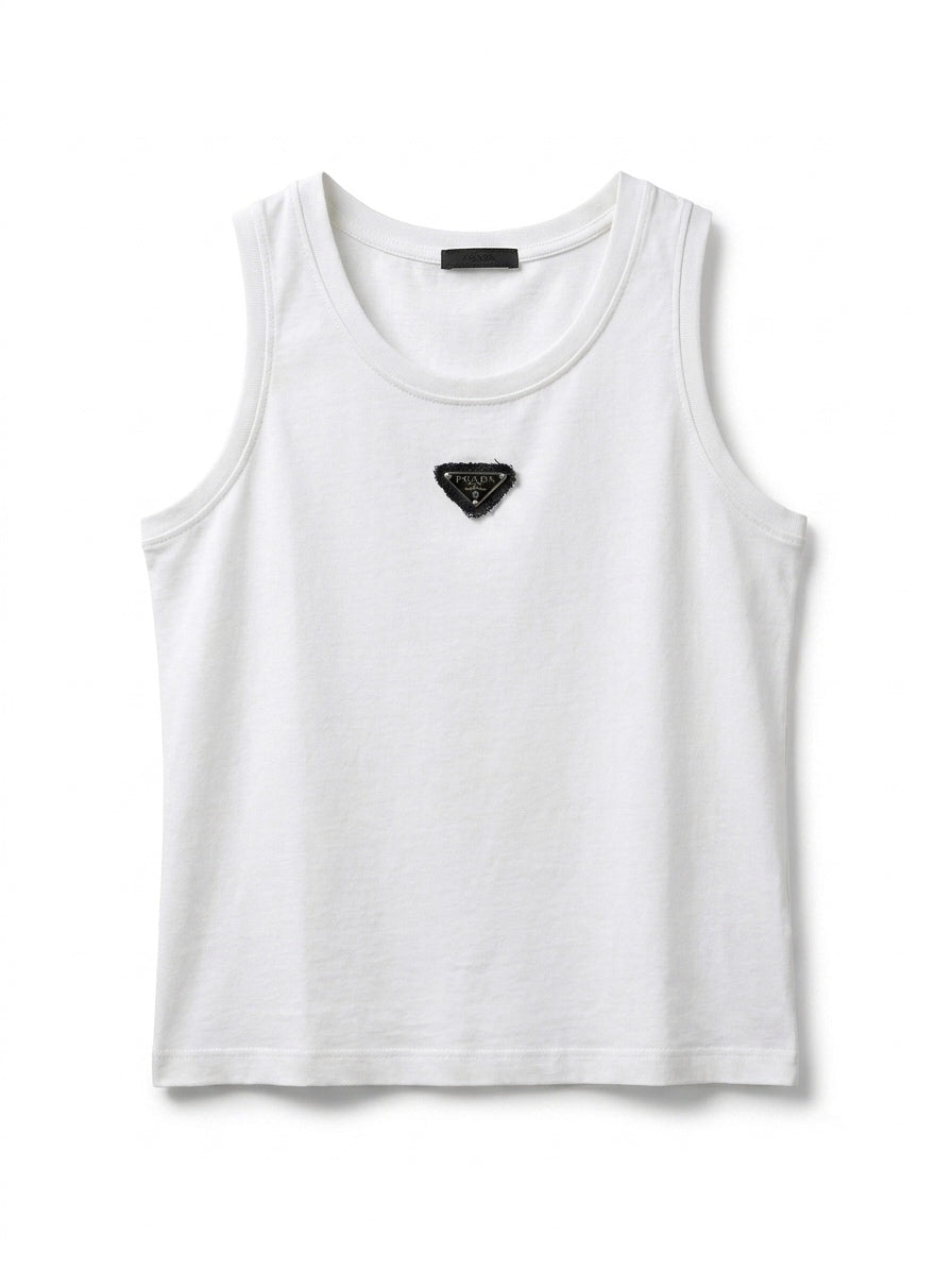PRD - Denim-Embellished Jersey Tank Top
