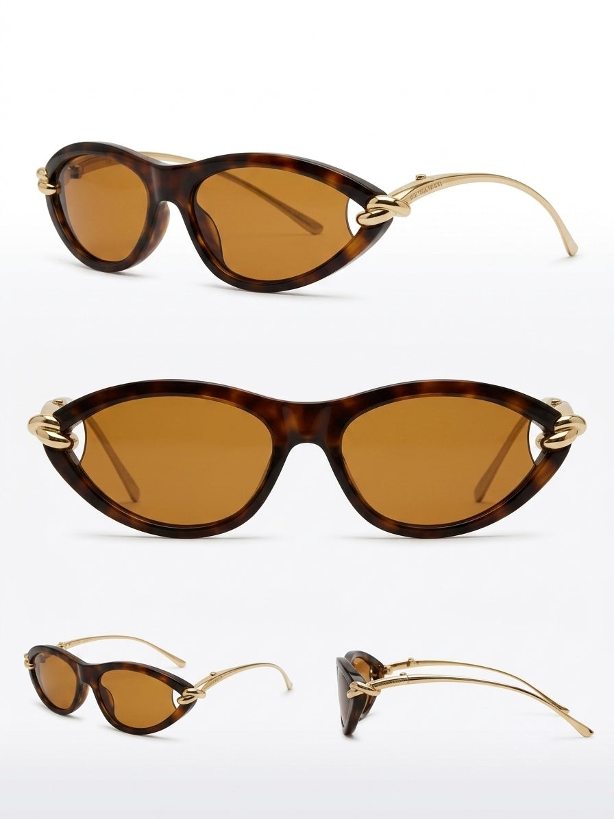 BV Knot-Detail Tortoiseshell Cat-Eye Sunglasses