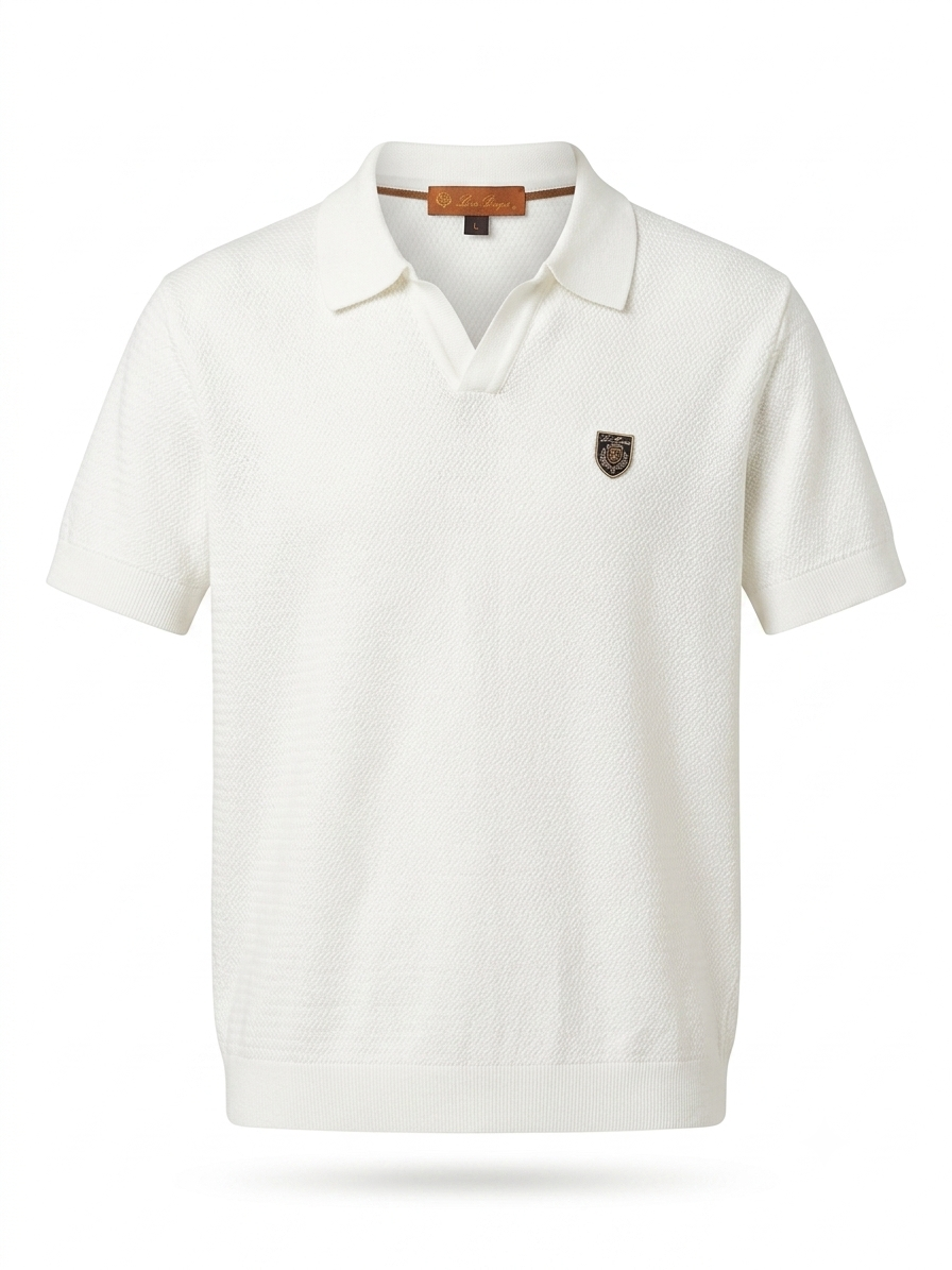 LP Crest-Appliquéd Textured Knit Polo
