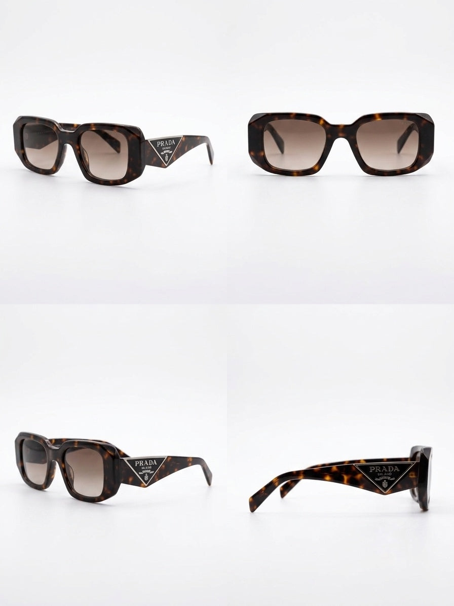 PRA Tortoiseshell Triangle Logo Square Sunglasses