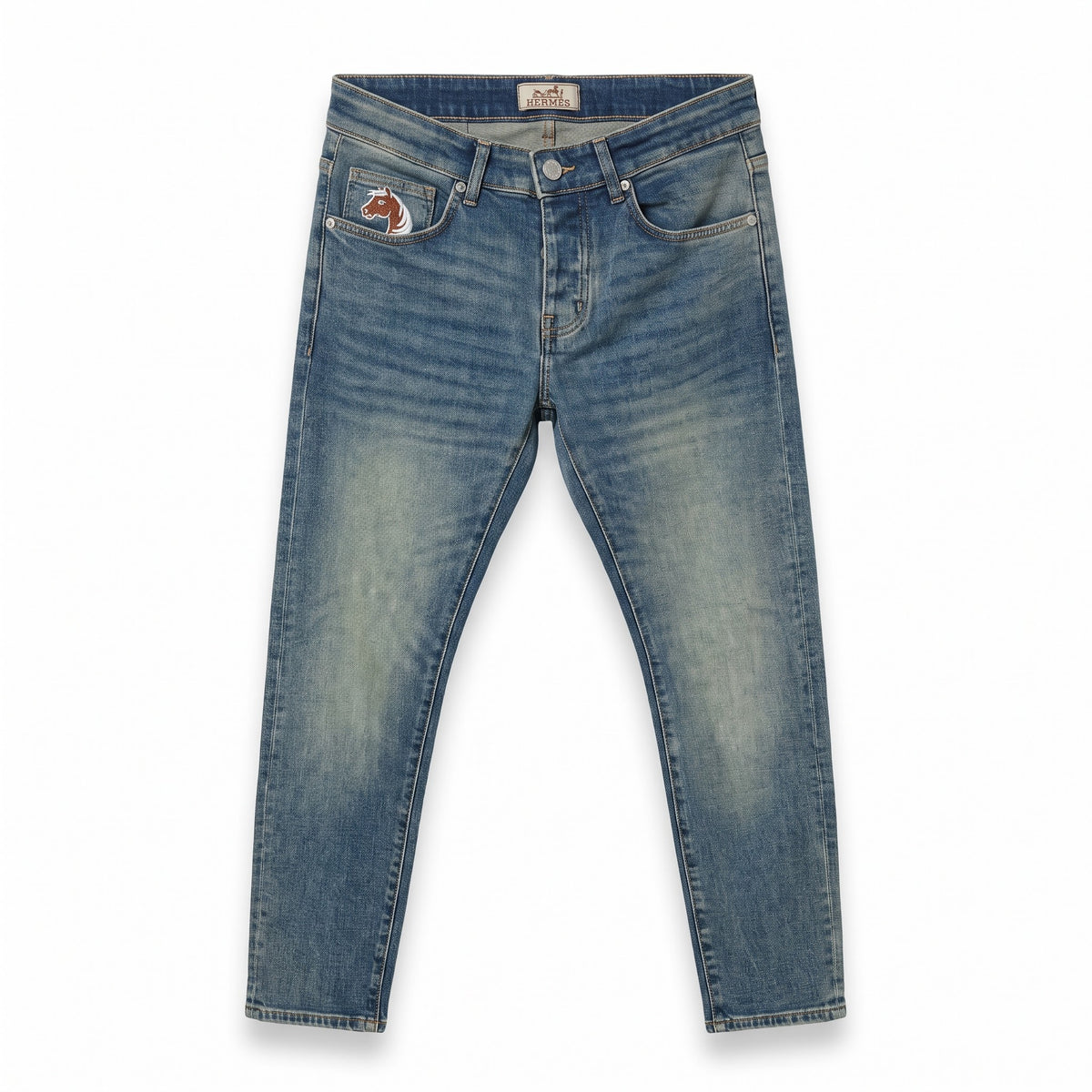 HER Equine Embroidery Medium Wash Denim