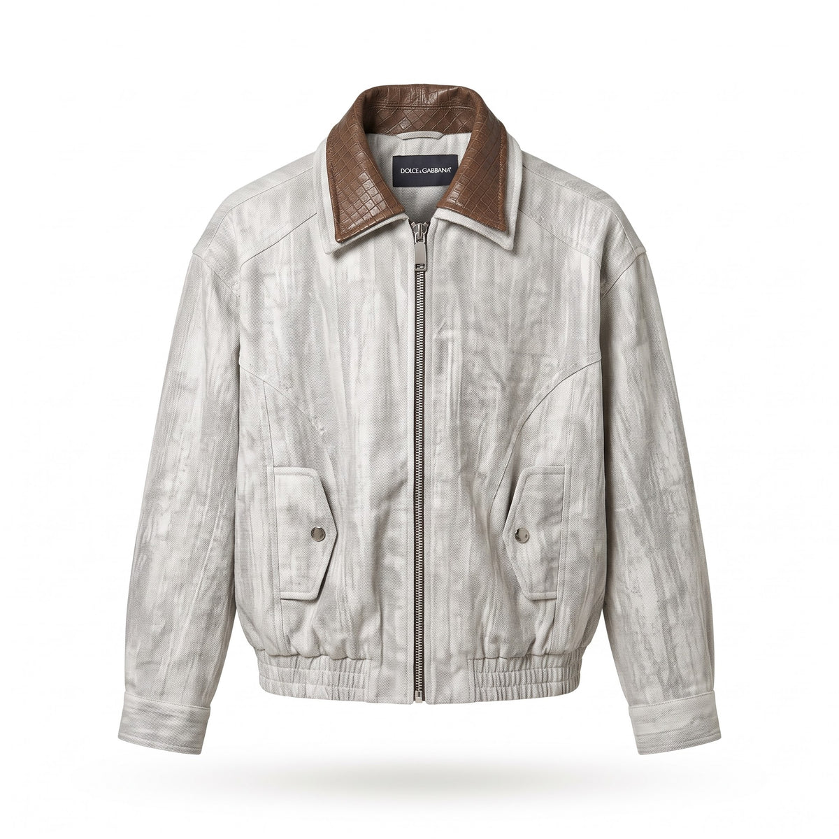 D&G Leather-Collar Zip Jacket