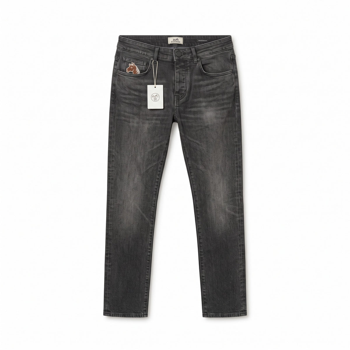 HER Embroidered Equine Motif Black Denim