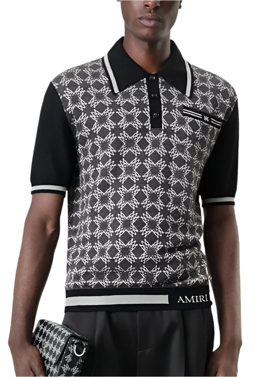 A.M Monogram Jacquard Knit Polo