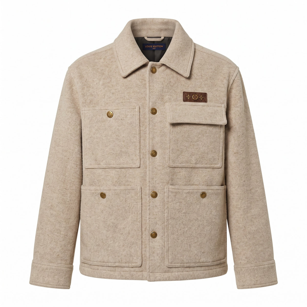 LV Monogram Patch Utility Wool Overshirt