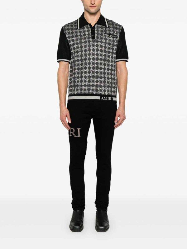 A.M Monogram Jacquard Knit Polo