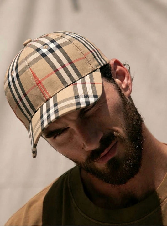 Vintage Check Cotton Baseball Cap