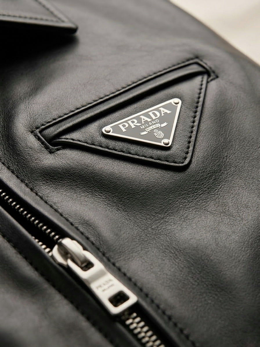 Pd-Style Black Faux Leather Bomber Jacket