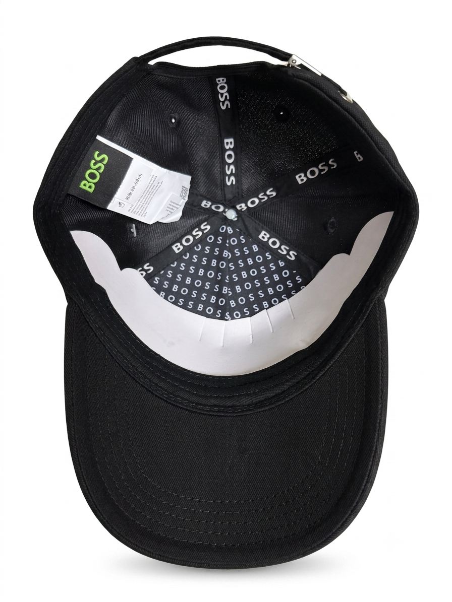 BOSS. — JET BLACK MONOGRAM BASEBALL CAP