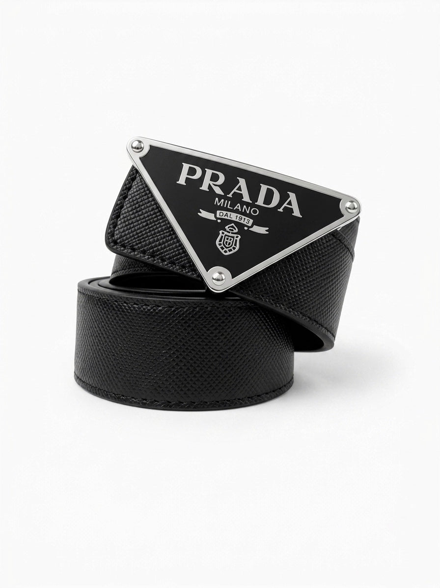 PRD Saffiano Triangle Logo Belt