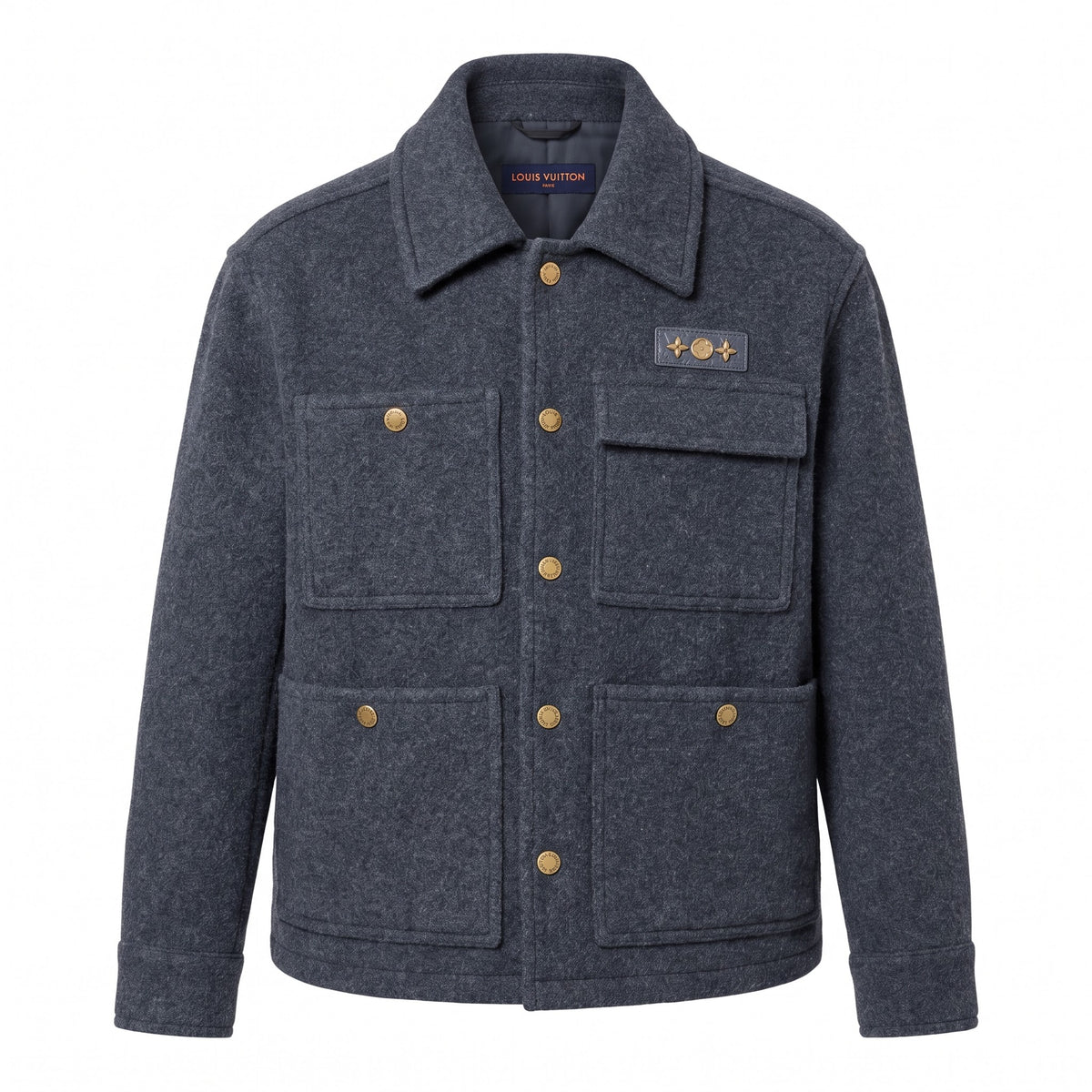 LV Monogram Patch Utility Wool Overshirt