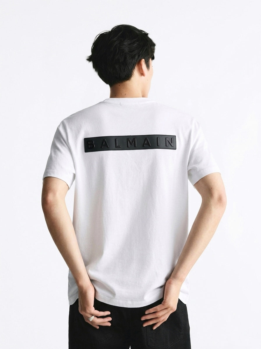 BLMN Sculpted Logo Patch T-Shirt in Optic White
