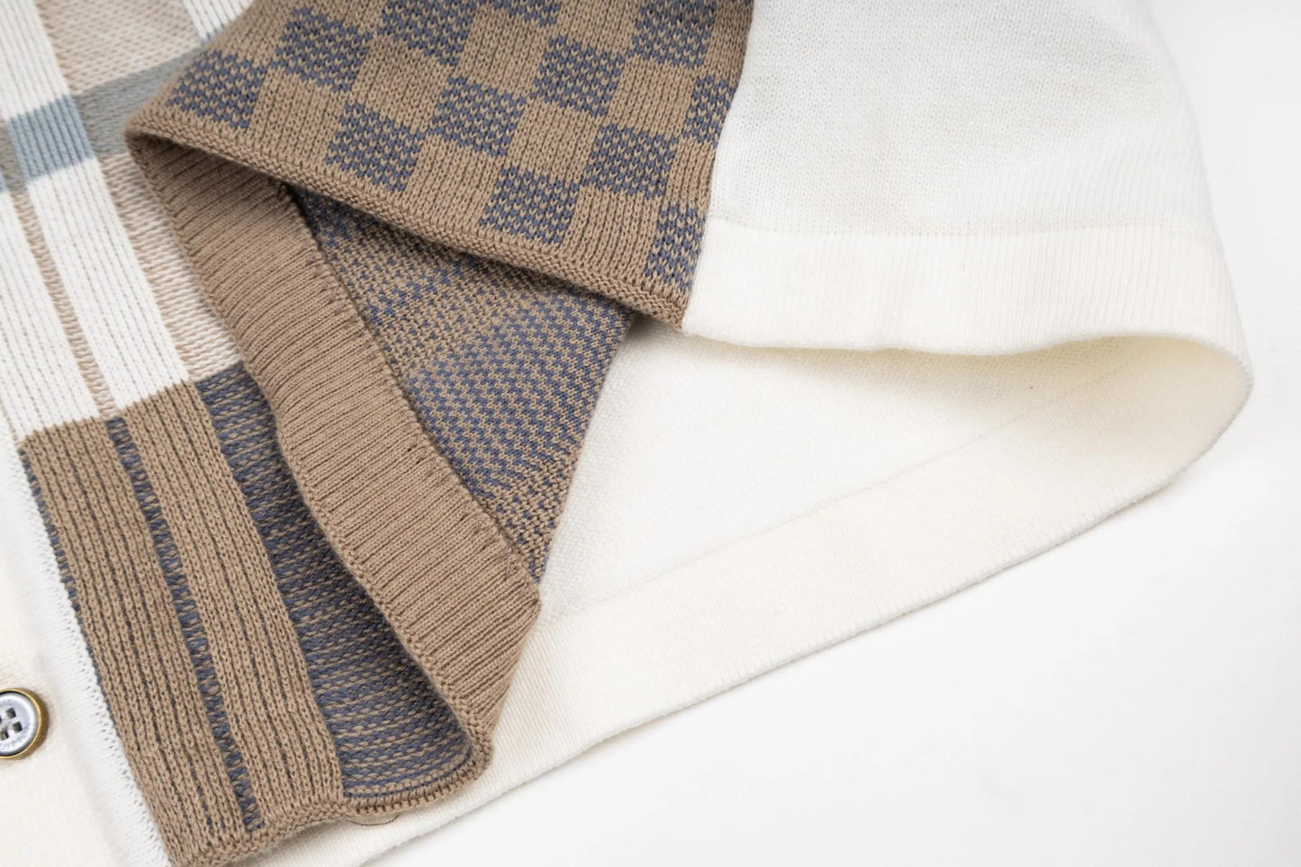 LV Damier Plaid Short-Sleeve Knit Shirt