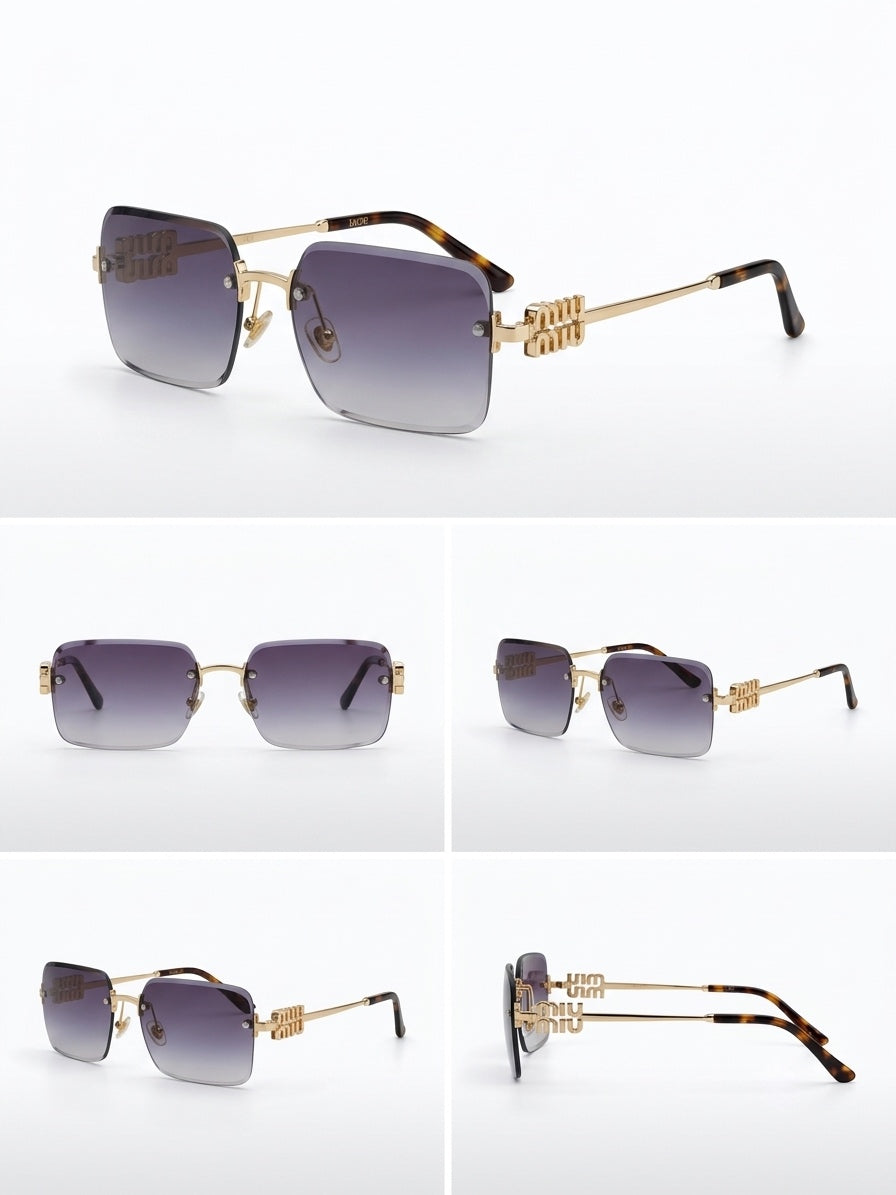 MM Rimless Gradient Rectangular Sunglasses