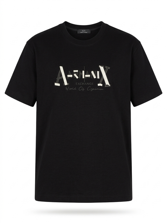 AX Black 'World of Cynicism' Deconstructed Graphic T-Shirt