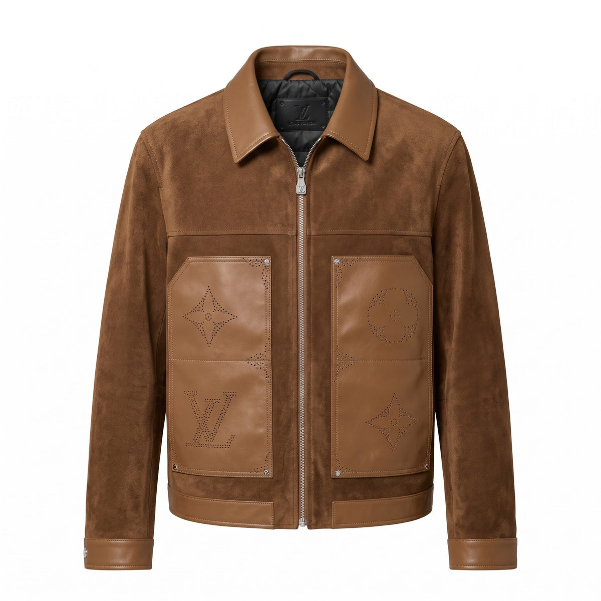 LV Brown Suede & Monogram Leather Jacket