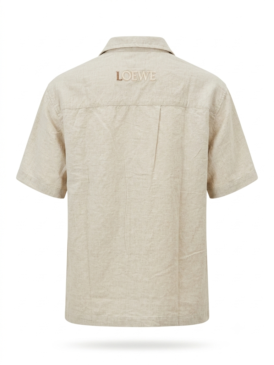 LOE Linen Anagram Camp Collar Shirt