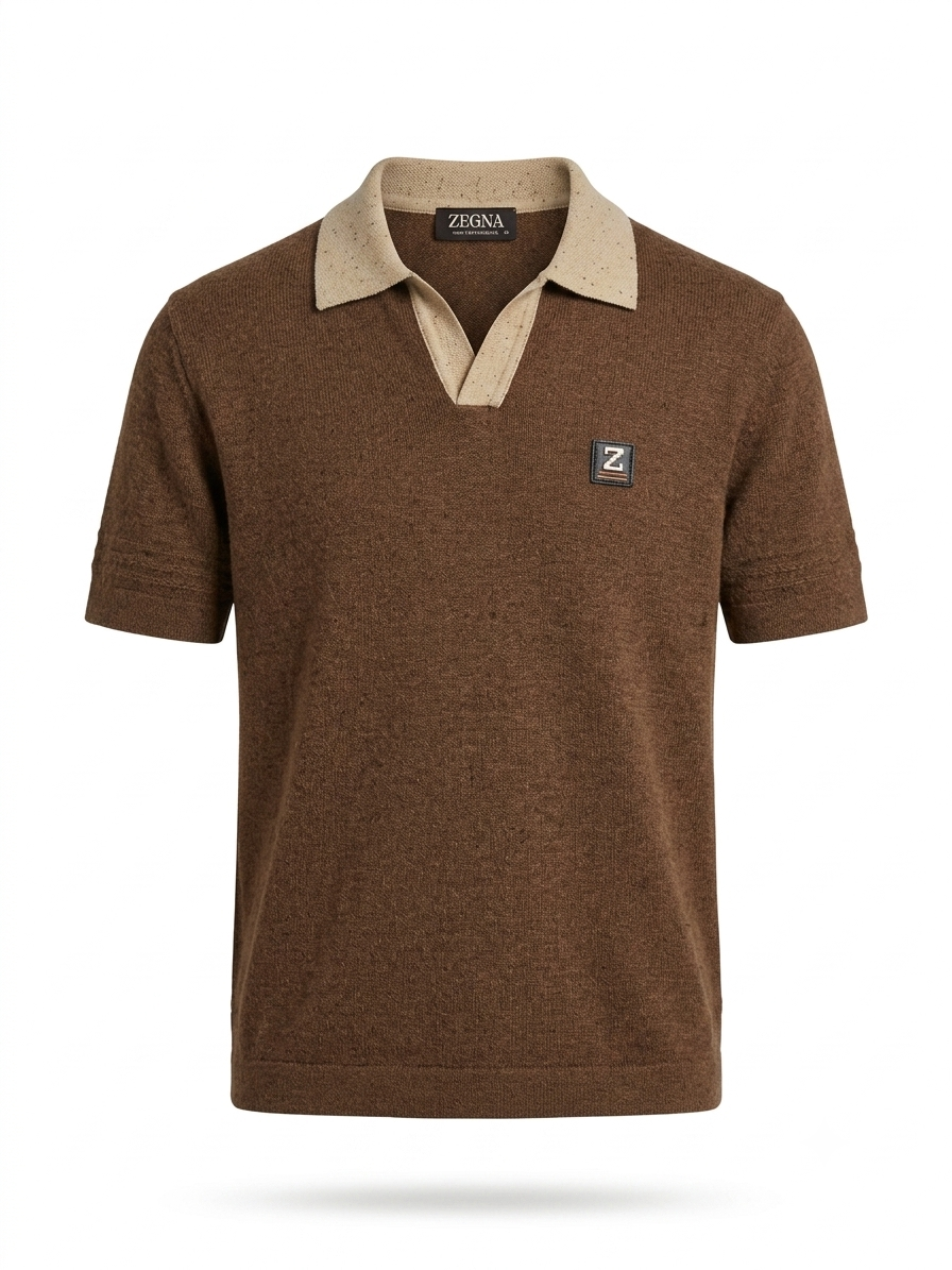 EZ Contrasting-Collar Textured Knit Polo