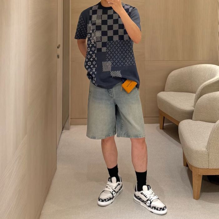 LV Damier & Monogram Patchwork Knit Tee