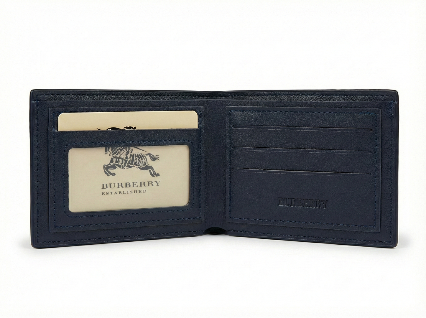 Two-Tone Check and Leather Bifold Wallet