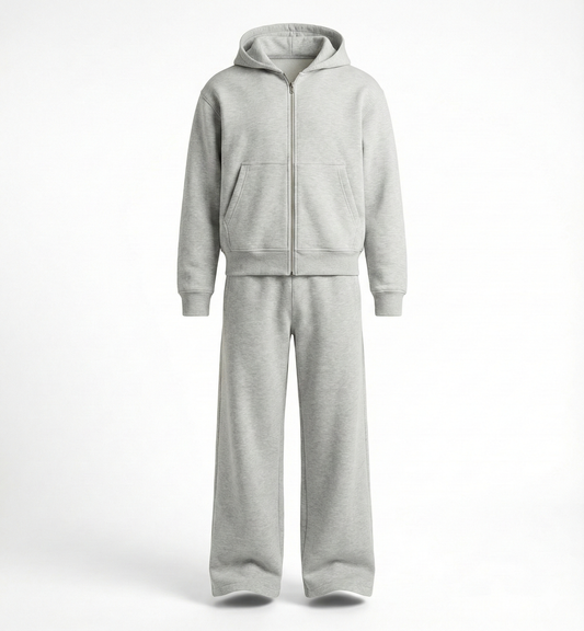 Cotton Gray Tracksuit – Double Zipper