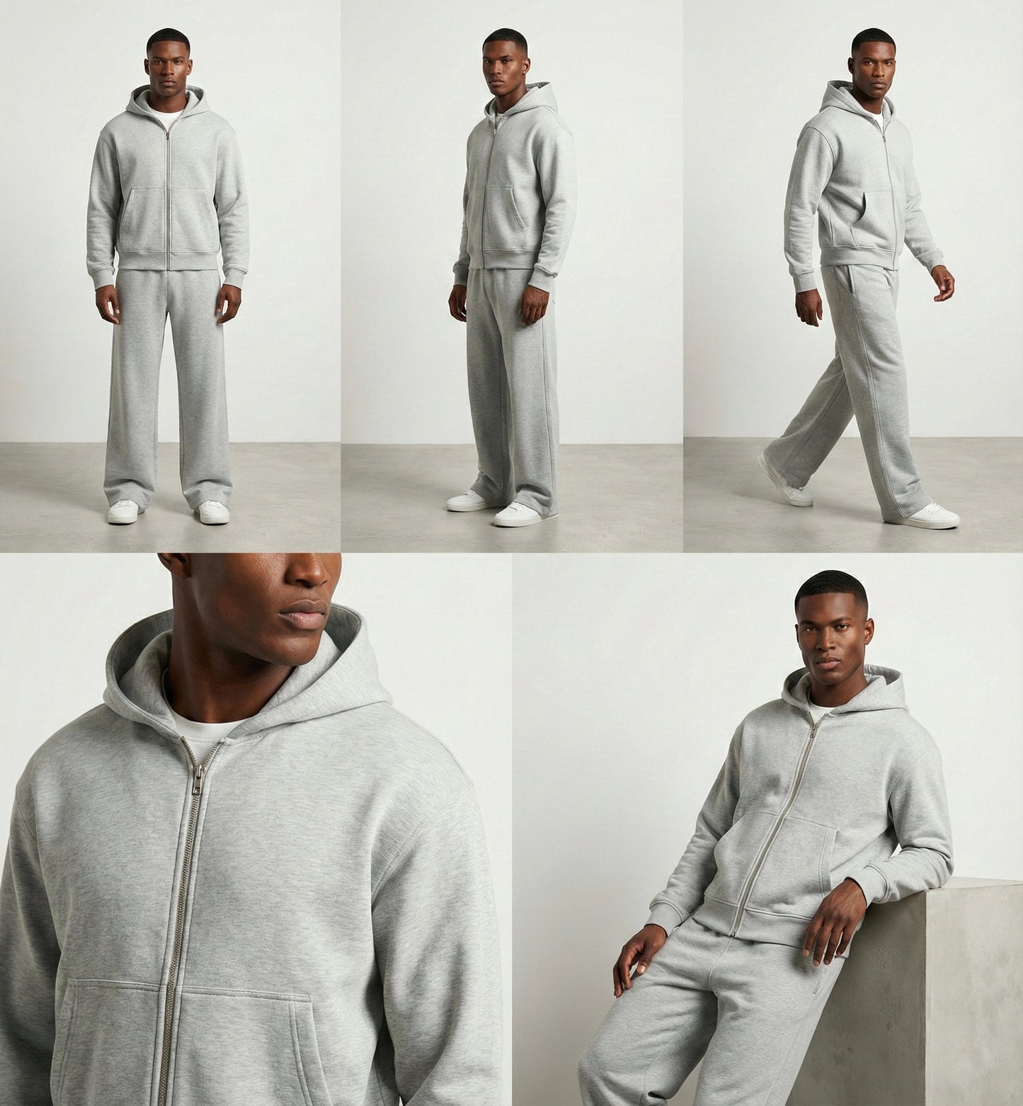 Cotton Gray Tracksuit – Double Zipper