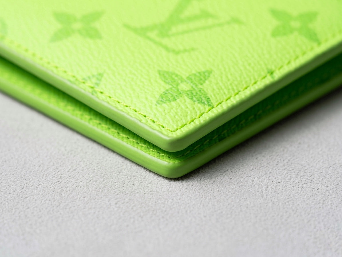 Vibrant Neon Green Embossed Bi-Fold Wallet