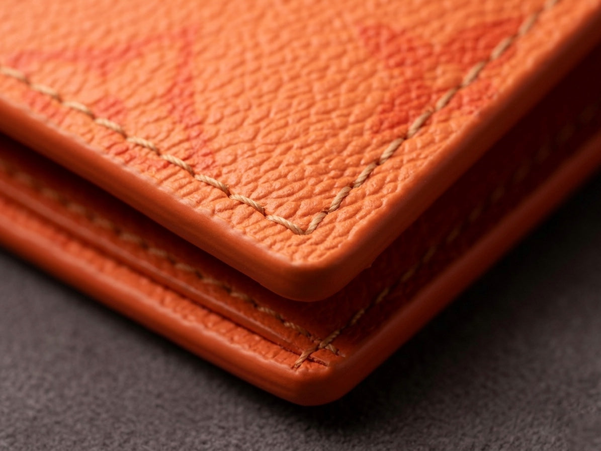 Sunset Orange Textured Bifold Wallet