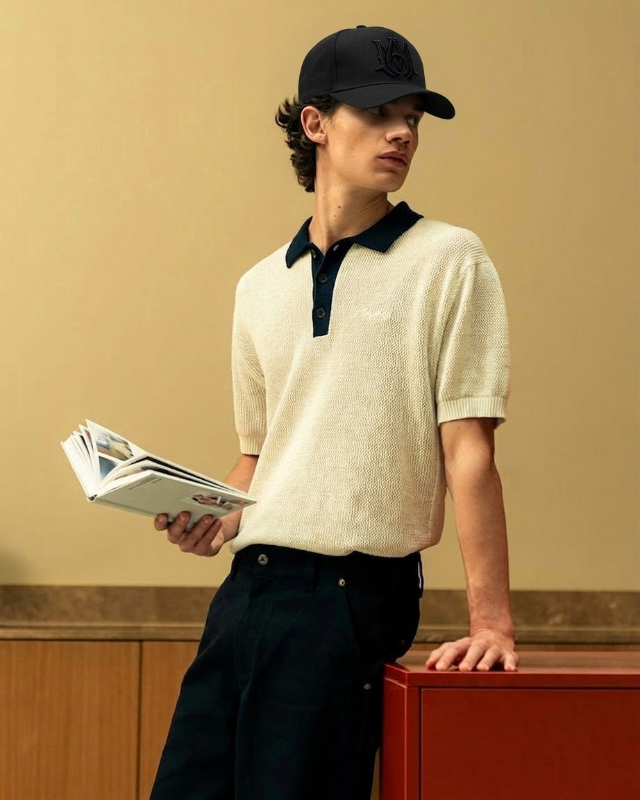 AM Monogram Embroidered Baseball Cap – Black