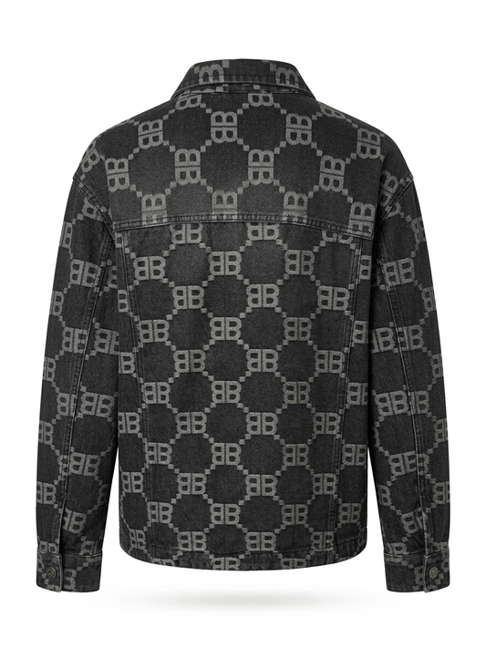 BB Monogram Print Denim Overshirt
