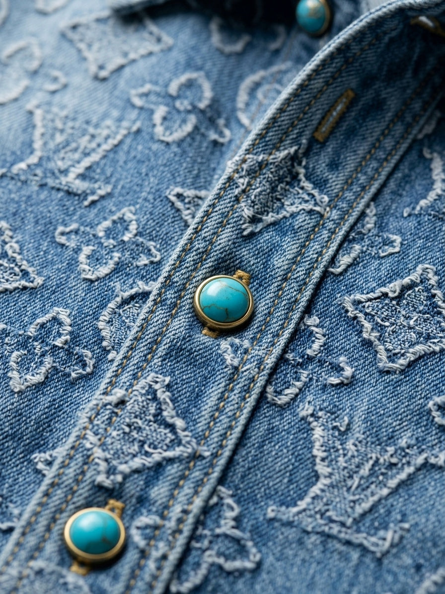 LV Textured Monogram Jacquard Denim Overshirt