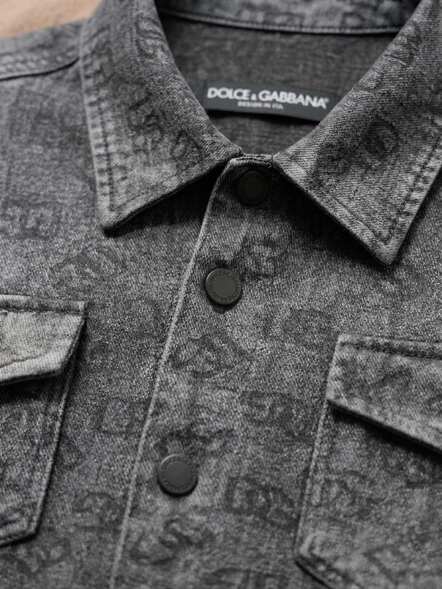D&G Monogram Acid-Wash Denim Overshirt
