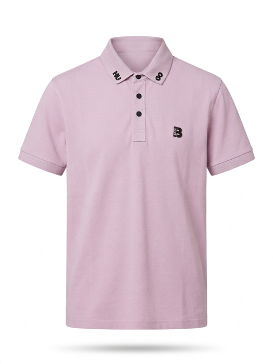 HB Monogram Collar Polo | Dusty Rose