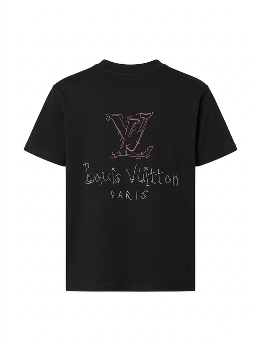 LV "Sketch" Graphic Embroidered Noir Tee