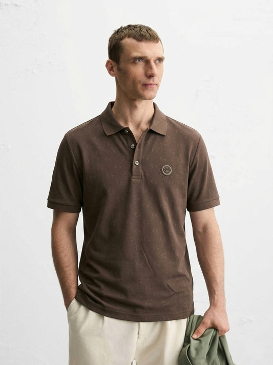 GG Monogram Jacquard Polo Shirt – Espresso Brown