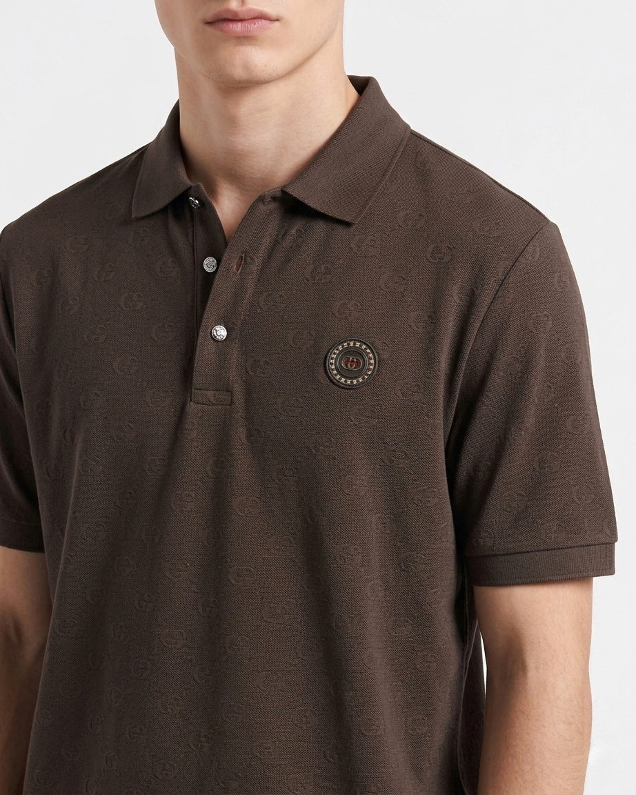 GG Monogram Jacquard Polo Shirt – Espresso Brown