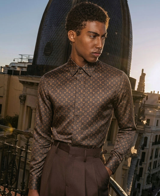 LV Ebony & Bronze Tailored Button-Down
