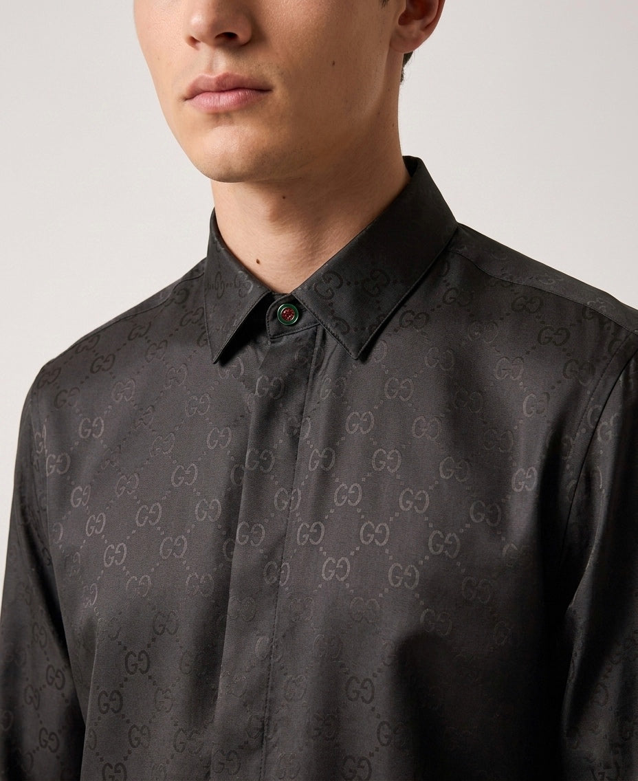 GG Luxury Monogram Cotton Poplin Shirt
