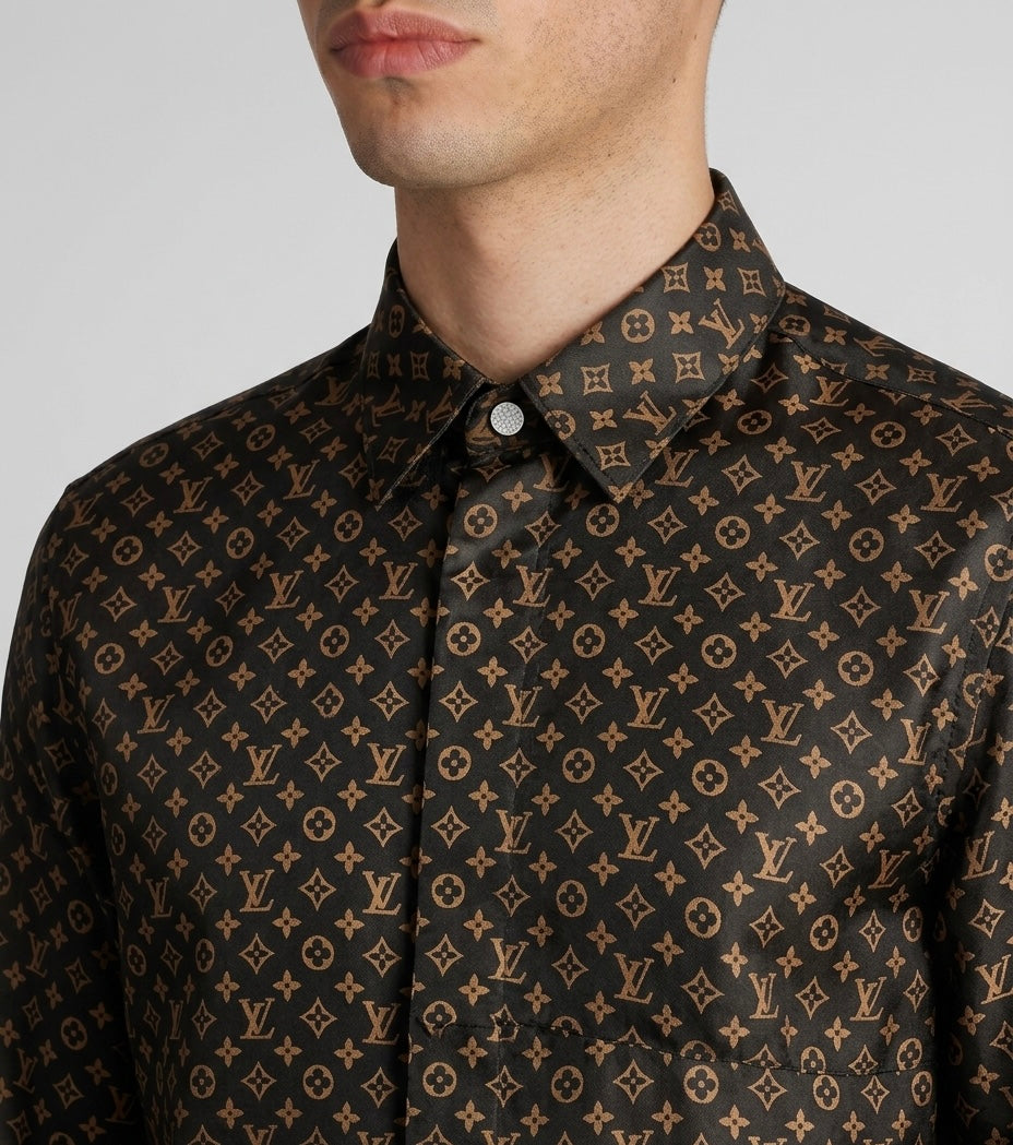LV Ebony & Bronze Tailored Button-Down