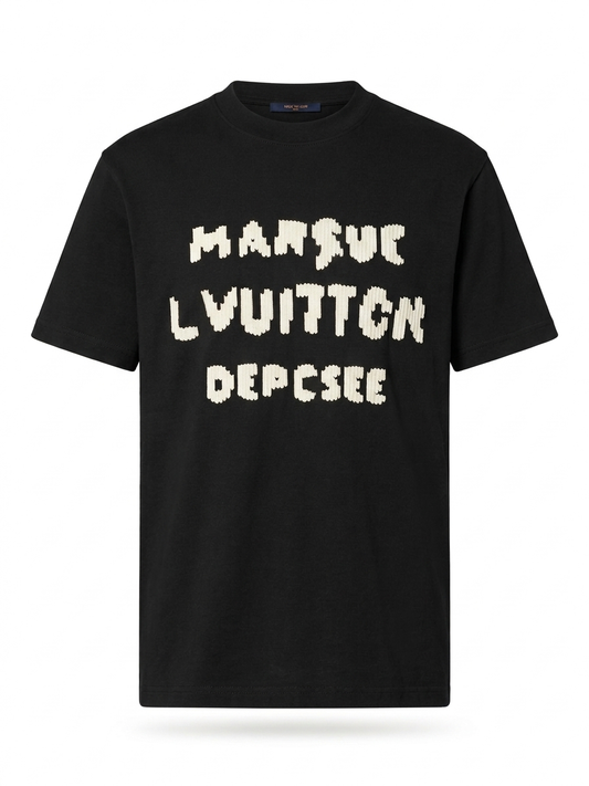LV Intarsia Knit Graphic Cotton T-Shirt