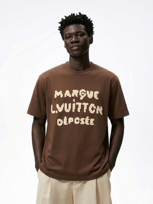 LV Intarsia Knit Graphic Cotton T-Shirt