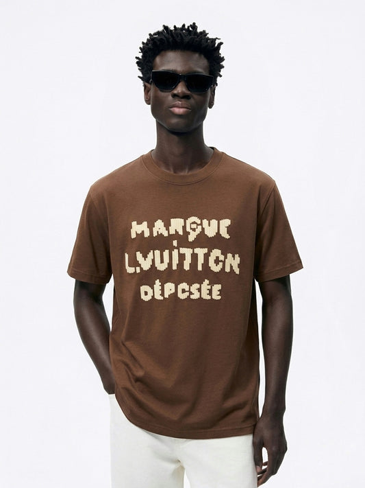 LV Intarsia Knit Graphic Cotton T-Shirt