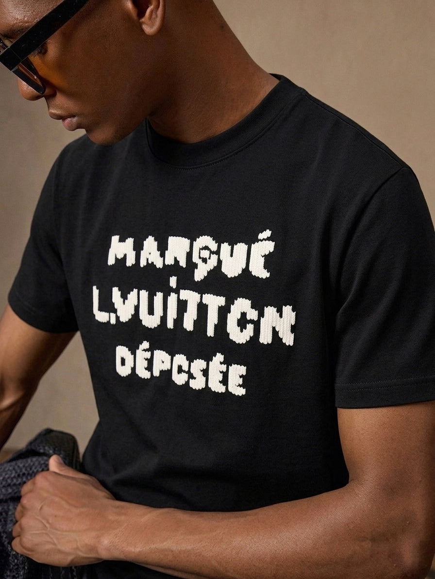 LV Intarsia Knit Graphic Cotton T-Shirt