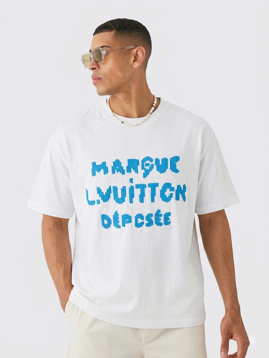 LV Intarsia Knit Graphic Cotton T-Shirt