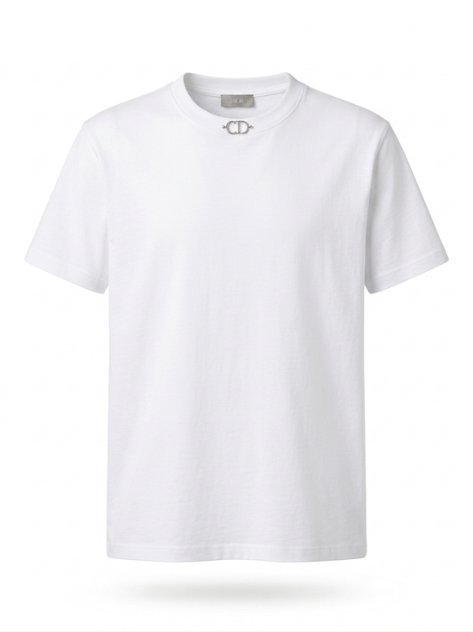 Essential Cotton T-Shirt with Metallic Hardware Detail