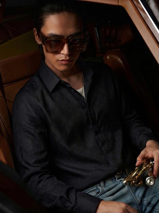 GG Luxury Monogram Cotton Poplin Shirt